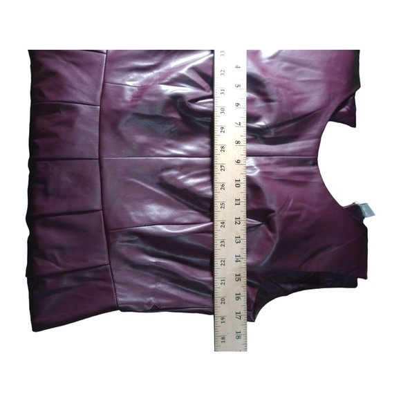 NWT Liz Claiborne faux leather sleeveless pleated maroon dress women's size 6 - Picture 7 of 10